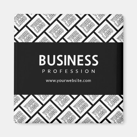 ロゴを並べて表示したパターンと編集可能なビジネス名 マグネット (正面)