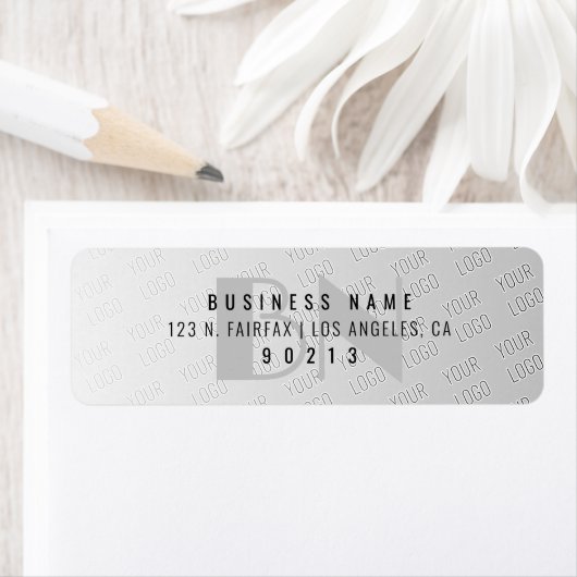 ロゴを並べて表示 |グレーのグラデーション差出人住所 ラベル (インサイチュ)