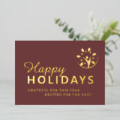 ロゴを使用したお祝いの季節のタープゴールドホイル 箔シーズンカード (立ち正面)