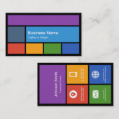 ロゴを使用したカラフルコンピュータ小売業者修復タイル 名刺 (正面/裏面)