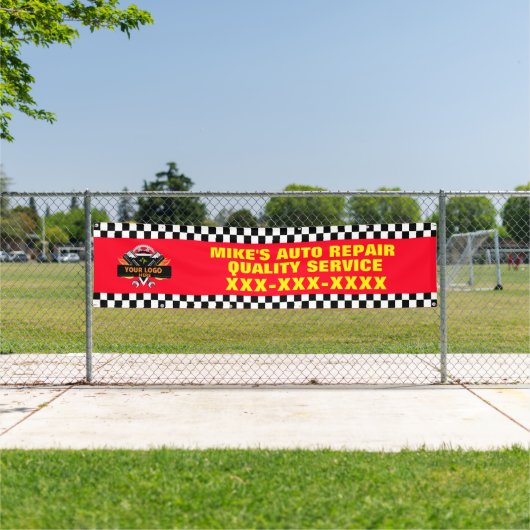 ロゴを使用して自動修復ショップをパーソナライズするデザイン 横断幕 (インサイチュ)