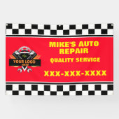 ロゴを使用して自動修復ショップをパーソナライズするデザイン 横断幕 (横)