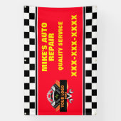 ロゴを使用して自動修復ショップをパーソナライズするデザイン 横断幕 (縦)