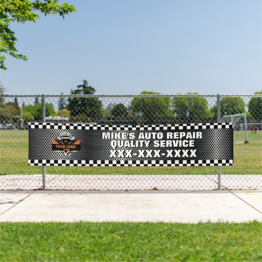 ロゴを使用して自動修復ショップをパーソナライズするデザイン 横断幕 (インサイチュ)