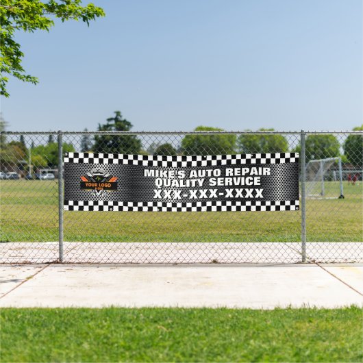 ロゴを使用して自動修復ショップをパーソナライズするデザイン 横断幕 (インサイチュ)