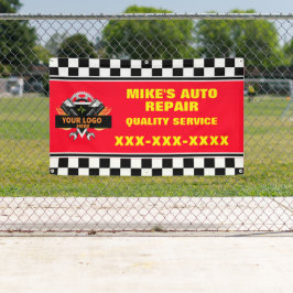 ロゴを使用して自動修復ショップをパーソナライズするデザイン 横断幕