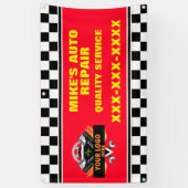 ロゴを使用して自動修復ショップをパーソナライズするデザイン 横断幕 (縦)