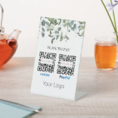 ロゴを支払う緑のQRコードスキャン 台座サイン (インサイチュ)