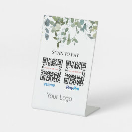 ロゴを支払う緑のQRコードスキャン 台座サイン