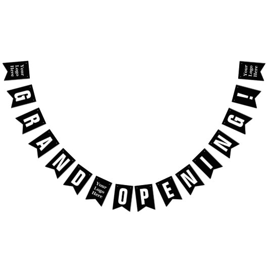 ロゴを白黒で開くグランドオープン バンティングフラッグ (全)