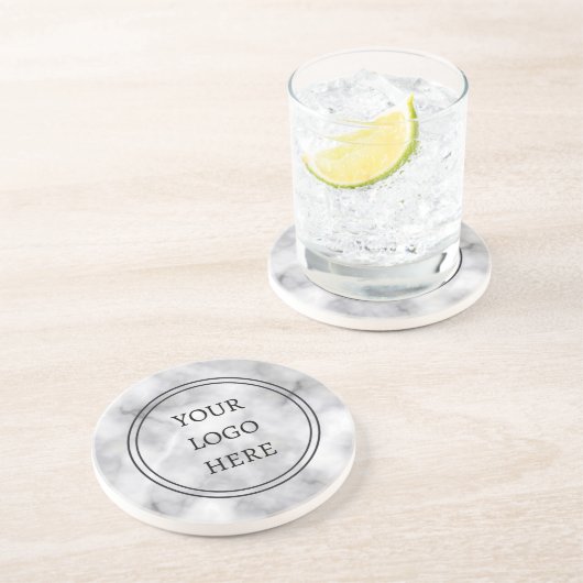 ロゴを白黒の大理石ビジネスに追加 コースター (側面)