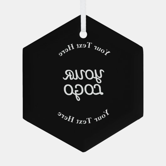 ロゴを編集可能な黒に追加 ガラスオーナメント (裏面)