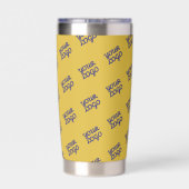 ロゴを自動的に並べて表示する金ゴールド/編集可能カラー 保温保冷タンブラー (背面)