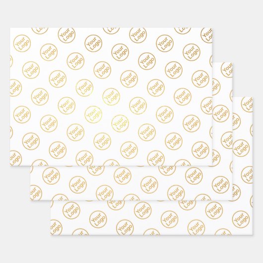 ロゴを自動的に並べて表示 |金ゴールド/シルバー 箔ラッピングペーパーシート (セット)