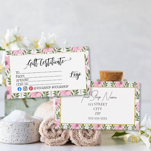 ロゴを追加しておしゃれな ギフト証明書 マーケティング 名刺