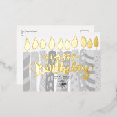 ロゴを追加するおもしろいグレーのキャンドル事業ハッピーバースデー 箔シーズンポストカード (正面/裏面)