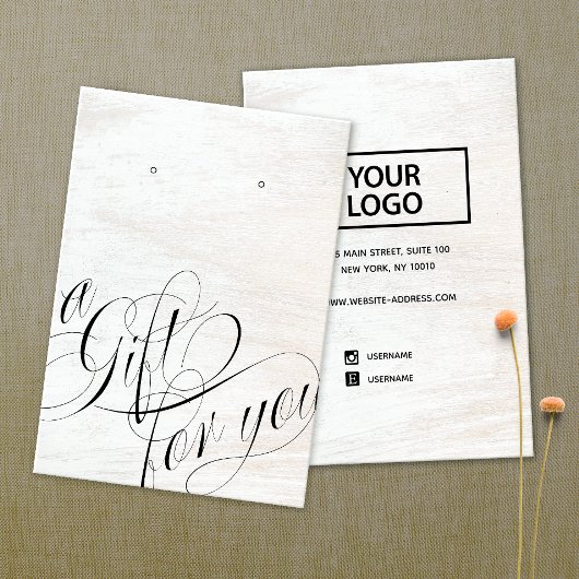 ロゴを追加するためのギフト白い木製イヤリングディスプレイ 名刺