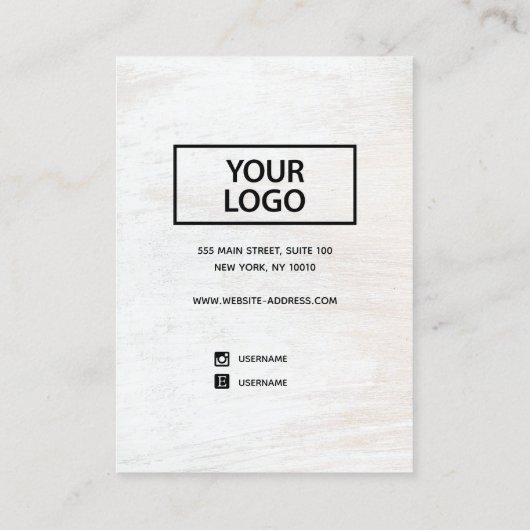 ロゴを追加するためのギフト白い木製イヤリングディスプレイ 名刺 (裏面)