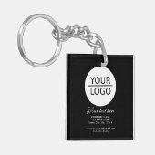 ロゴを追加するには、文字カスタムプロモーション(黒) キーホルダー (正面左)