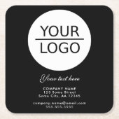 ロゴを追加するには、文字カスタムプロモーション（黒）  スクエアペーパーコースター (正面)