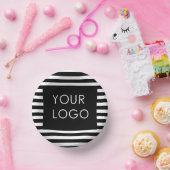 ロゴを追加するカスタマイズ可能なビジネスブラックストライプ ペーパーボウル (パーティー)