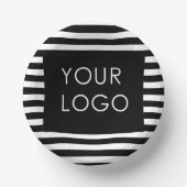 ロゴを追加するカスタマイズ可能なビジネスブラックストライプ ペーパーボウル (正面)