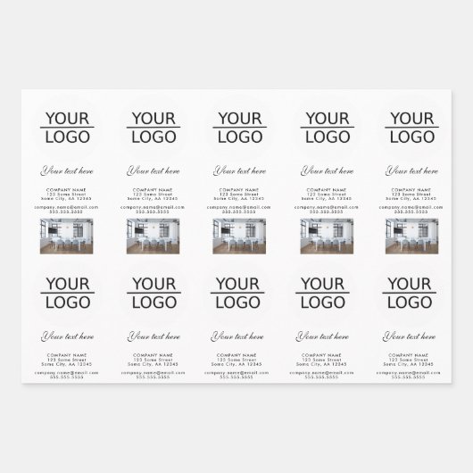 ロゴを追加するカスタム文字フォトプロモーション ラッピングペーパーシート (正面)