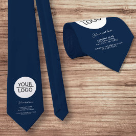 ロゴを追加するカスタム文字プロモーションネイビーブルー ネクタイ