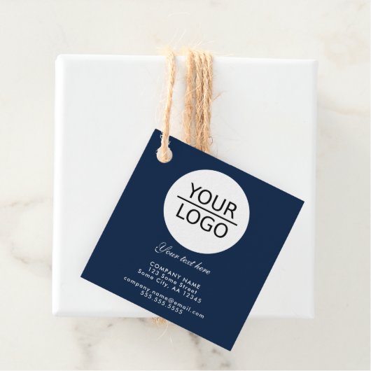 ロゴを追加するカスタム文字プロモーションネイビーブルー フェイバータグ (インサイチュ)
