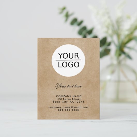 ロゴを追加するカスタム文字プロモーション素朴 ポストカード (スタンド正面)