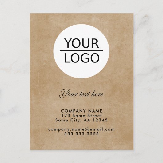 ロゴを追加するカスタム文字プロモーション素朴 ポストカード (正面)