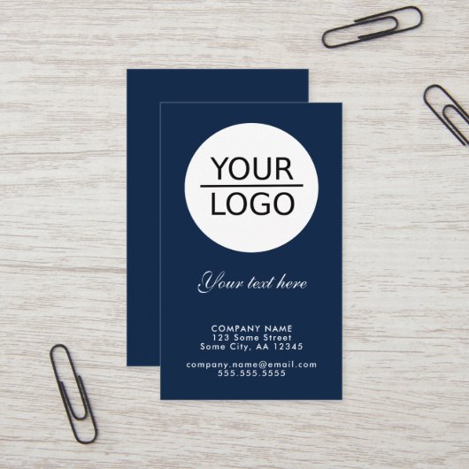 ロゴを追加するカスタム文字プロモーション青 名刺 (正面/裏面インサイチュ)