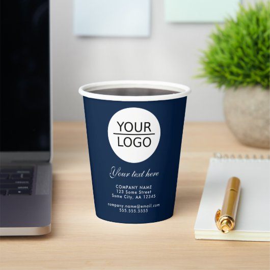 ロゴを追加するカスタム文字プロモーション青 紙コップ (インサイチュ)