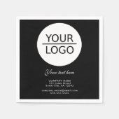 ロゴを追加するカスタム文字プロモーション黒 スタンダードカクテルナプキン (正面)
