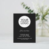 ロゴを追加するカスタム文字プロモーション黒 ポストカード (スタンド正面)