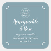 ロゴを追加するキャンドル埃の青いラベル正方形 スクエアシール (正面)