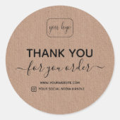 ロゴを追加するクラフト感謝してい紙を注文に追加 ラウンドシール (正面)