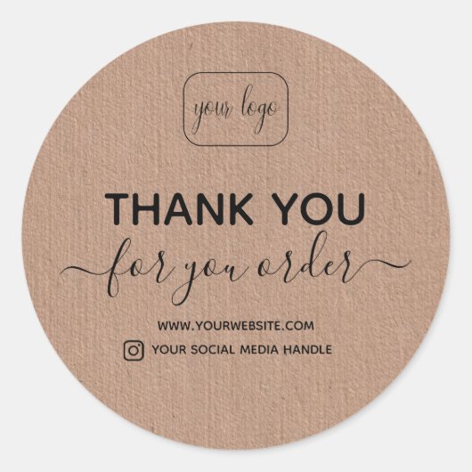 ロゴを追加するクラフト感謝してい紙を注文に追加 ラウンドシール (正面)