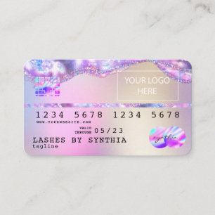 ロゴを追加するクレジットカードのスタイルを設定したオパール虹色 名刺