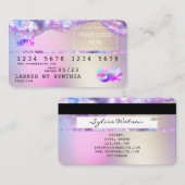 ロゴを追加するクレジットカードのスタイルを設定したオパール虹色 名刺 (正面/裏面)