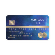 ロゴを追加するクレジットカードのスタイルを設定した金ゴールドと海軍