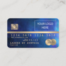 ロゴを追加するクレジットカードのスタイルを設定した金ゴールドと海軍 名刺