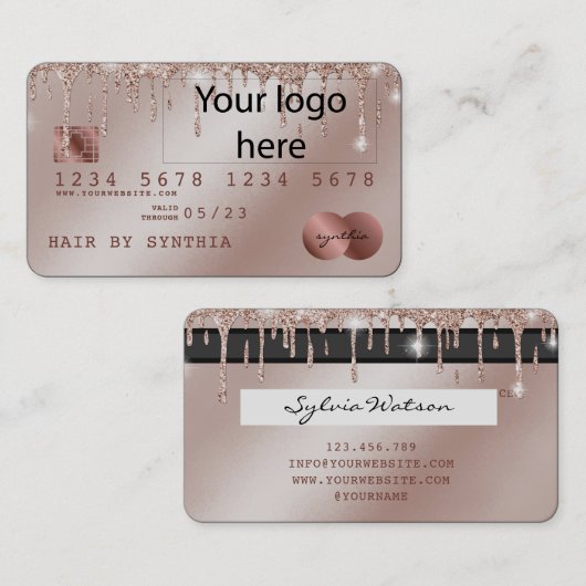 ロゴを追加するクレジットカードのスタイル付きバラ金ゴールドドライブ 名刺 (正面/裏面)