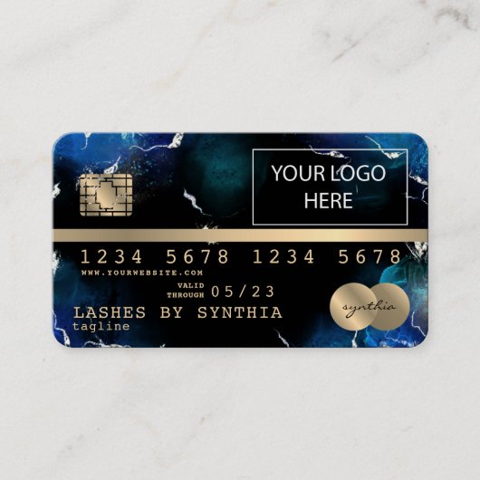 ロゴを追加するクレジットカードのスタイル付き金ゴールドと黒 名刺 (正面)