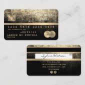 ロゴを追加するクレジットカードのスタイル付き金ゴールドと黒 名刺 (正面/裏面)