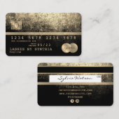 ロゴを追加するクレジットカードのスタイル付き金ゴールドと黒 名刺 (正面/裏面)