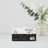 ロゴを追加するクレジットカードのスタイル付き黒い大理石 名刺 (スタンド正面)