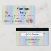 ロゴを追加するクレジットカードスタイルホログラフフォイル 名刺 (正面/裏面)