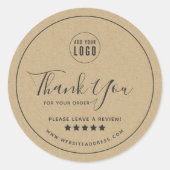 ロゴを追加するグレー縁どKraft Cを確認して感謝 ラウンドシール (正面)