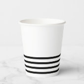 ロゴを追加するストライプパターン – 白黒 紙コップ (裏面)